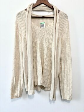 Vintage Silk/Angora Luxuriously Soft Sweater with Scarf - Cream